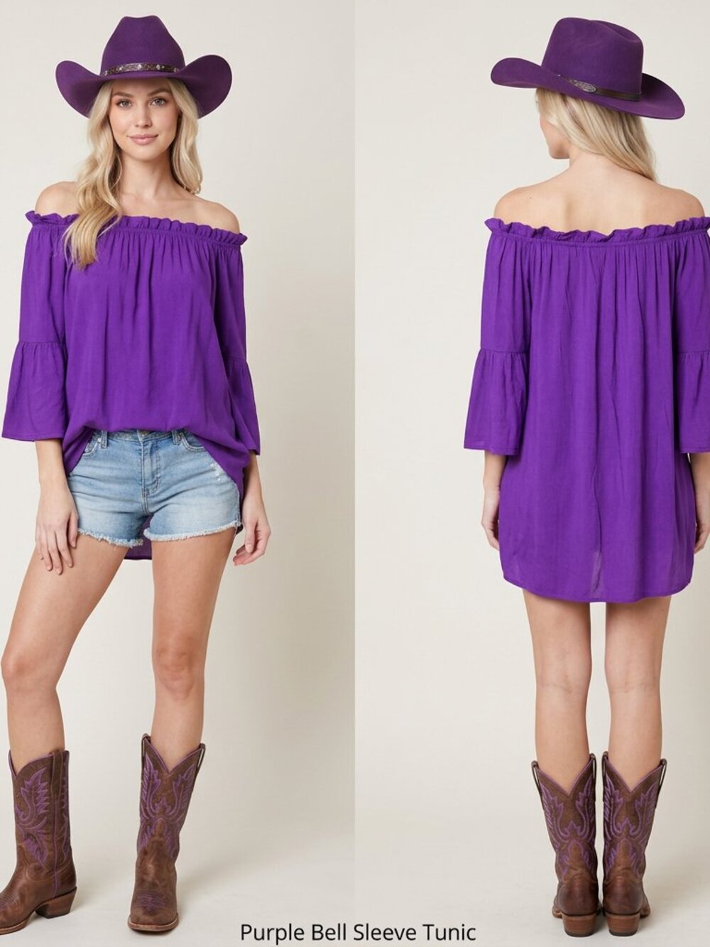 By Together Purple Peasant Sleeve Tunic Top Small Boho Cottagecore Blouse
